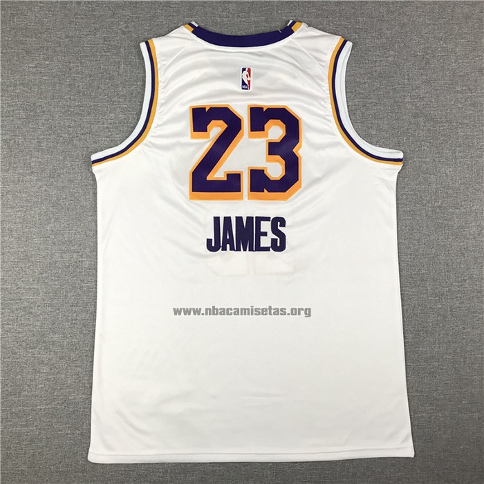 Camiseta Los Angeles Lakers Lebron James NO 23 Association 2020 Final Bound Blanco